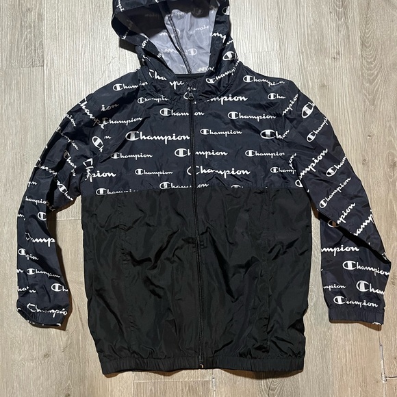Champion Black Logo Windbreaker Jacket - Picture 1 of 7